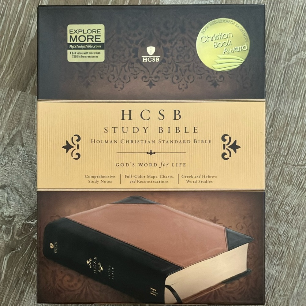LAST ONE | HCSB Study Bible Two Tone Brown & Black Leather | New in Display Box